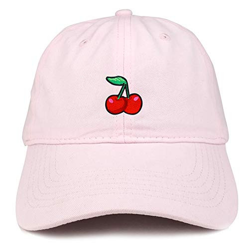 Trendy Apparel Shop Cherry Patch Brushed Cotton Unstructured Dad Hat - Light Pink | Amazon (US)