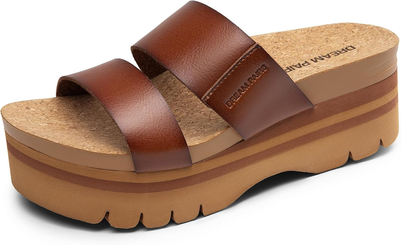 DREAM PAIRS Women's Platform Slides Sandals Comfortable Arch Support Footbed Two Strap Slip-on Fa... | Amazon (US)