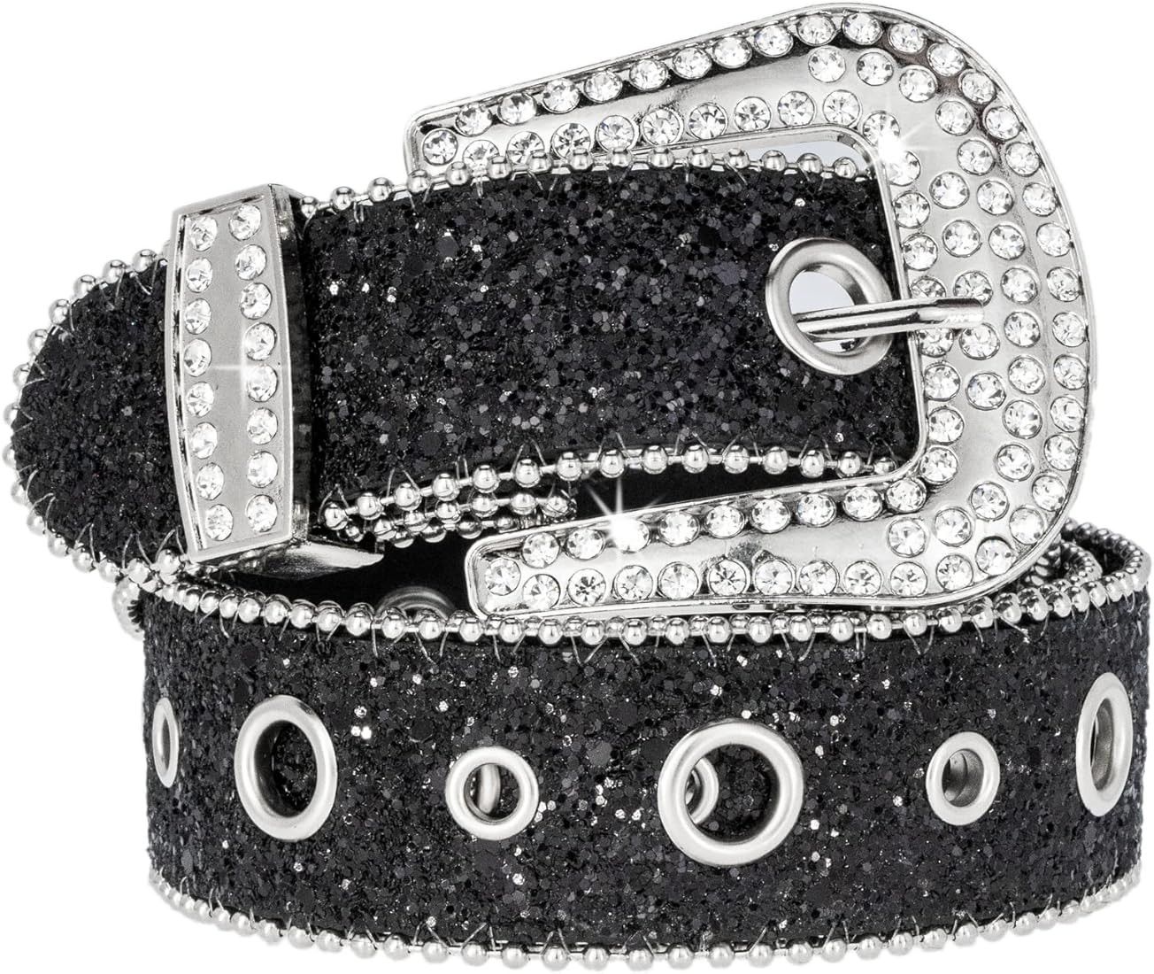 UTOWO Rhinestone Belt for Women Men, Cowgirl Cowboy Bling Studded Leather Belt for Jeans Pants (suit | Amazon (US)