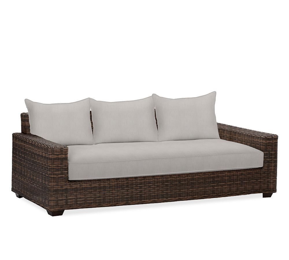 Torrey All-Weather Wicker Square Arm 86" Sofa, Natural | Pottery Barn (US)