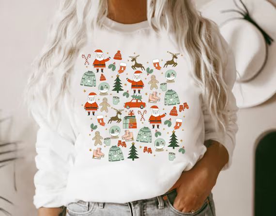 Christmas Sweatshirt, Holiday Shirt Little Things favorite Doodles, Christmas shirt for Women, Ch... | Etsy (US)