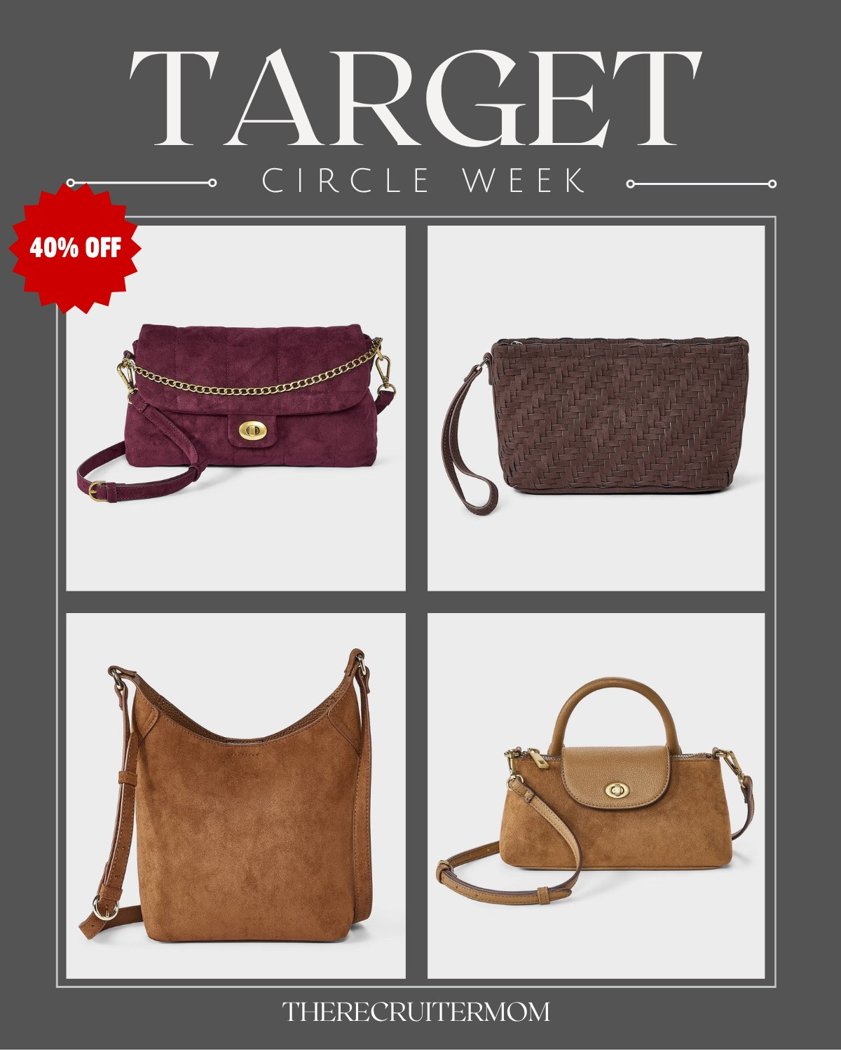 @Target circle deals just started with 40% off bags

#LTKSeasonal #LTKSaleAlert