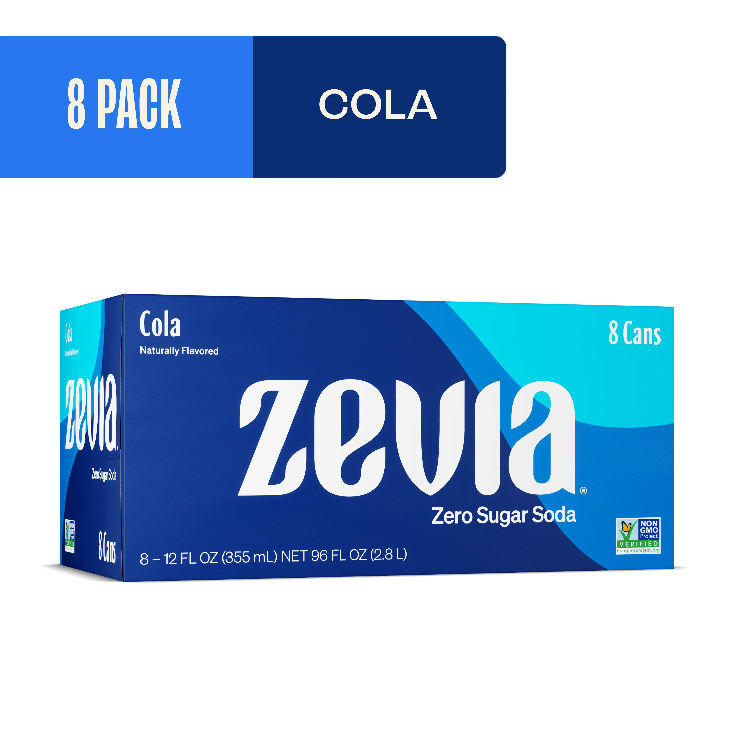 Zevia Zero Sugar, 0 Calorie Cola Soda Pop, 12 fl oz, 8 Pack Cans | Walmart (US)