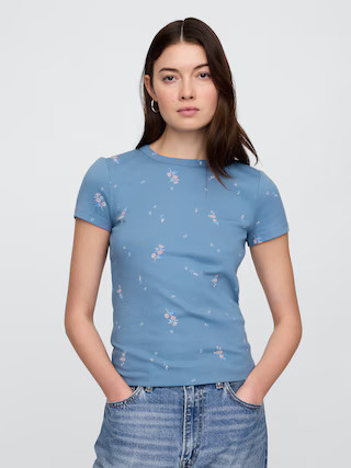 Ribbed Print Crewneck T-Shirt | Gap Factory