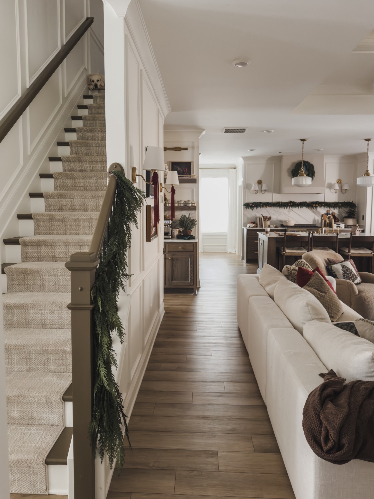 Holiday home views! Loving this cozy, lived in style with  pop of color and classic theme,

Home finds, neutral home inspo, holiday home views, collected style, open concept living room, sofa details, faux garland, timeless views, furniture favorites, cozy throw pillow, stair runner, throw blanket, pendant details, wooden bar stool, accent chair, Wayfair, Castlery, found it on Amazon, Pottery Barn style, Chris Loves Julia, Visual Comforts, McGee and Co, the the look!

#LTKHome #LTKHoliday #LTKSeasonal