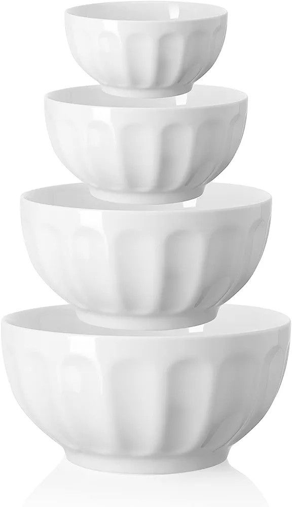 Sweese 129.401 Porcelain Serving Bowls for Entertaining 64-42-26-10 Ounce Various Size Nesting Fl... | Amazon (US)