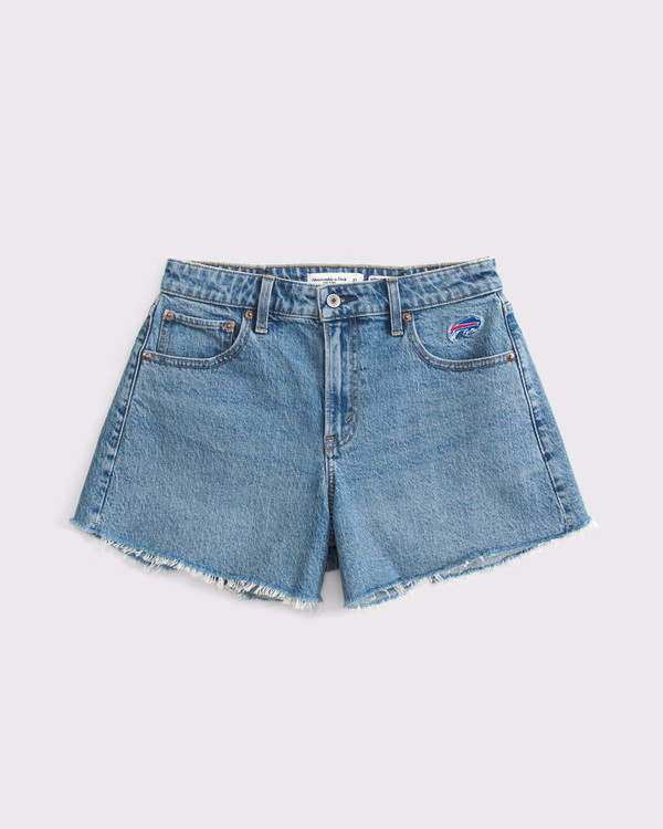 Buffalo Bills Curve Love Mid Rise A-Line Denim Short | Abercrombie & Fitch (US)