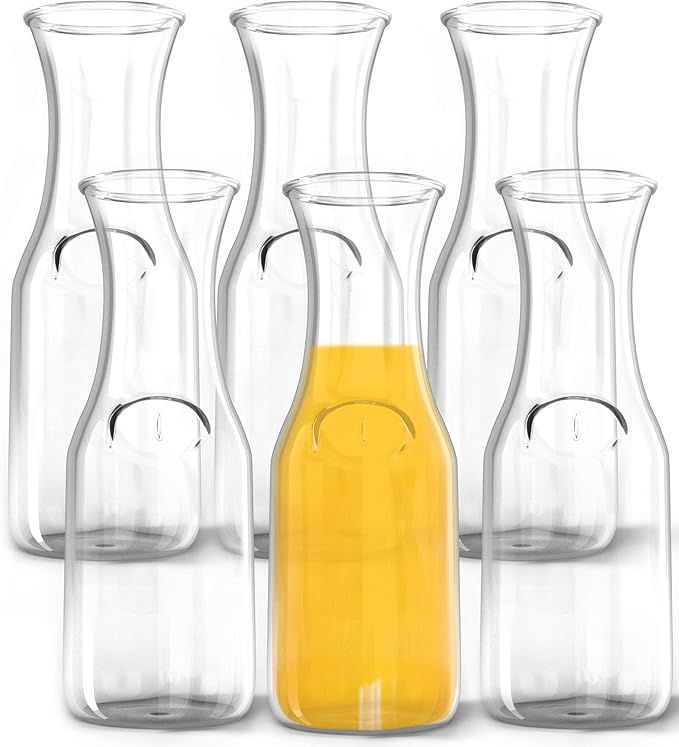 1 Liter Glass Carafe, 6 Pack - Elegant Wine Decanter and Drink Pitcher - Narrow Neck For Comforta... | Amazon (US)