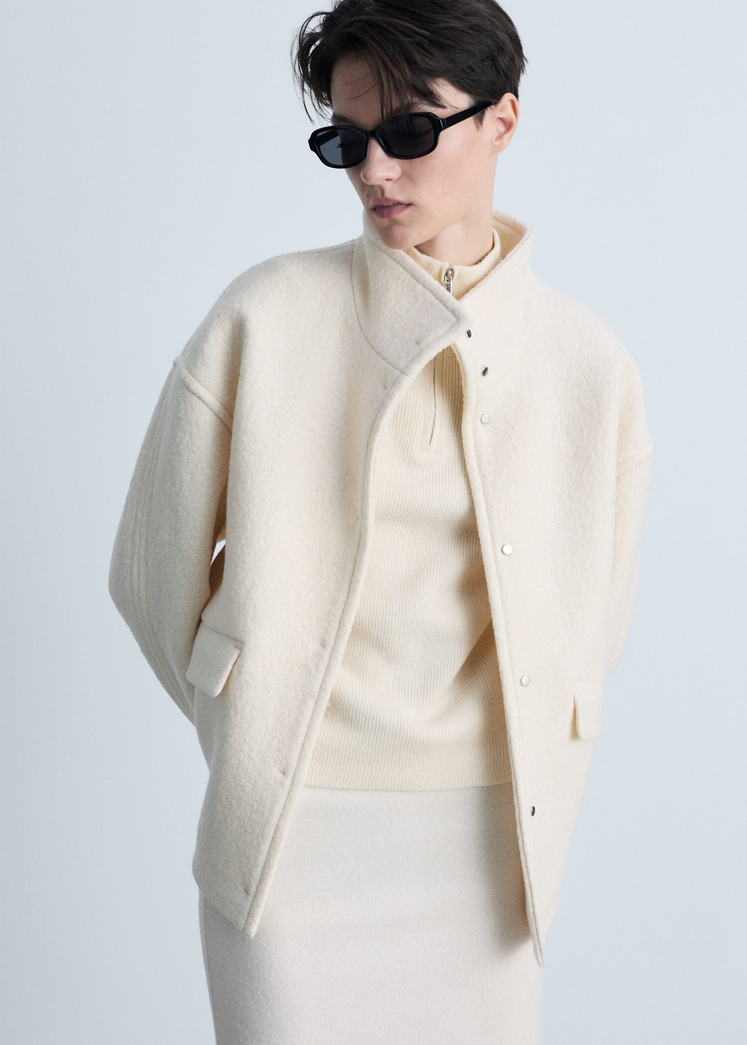 Turtleneck wool jacket - Women | MANGO USA | Mango (US/MX/AU)