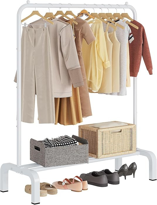 JIUYOTREE Standard Clothes Clothing Garment Rack with Storage Shelves Clothes Organizer for Hangi... | Amazon (US)