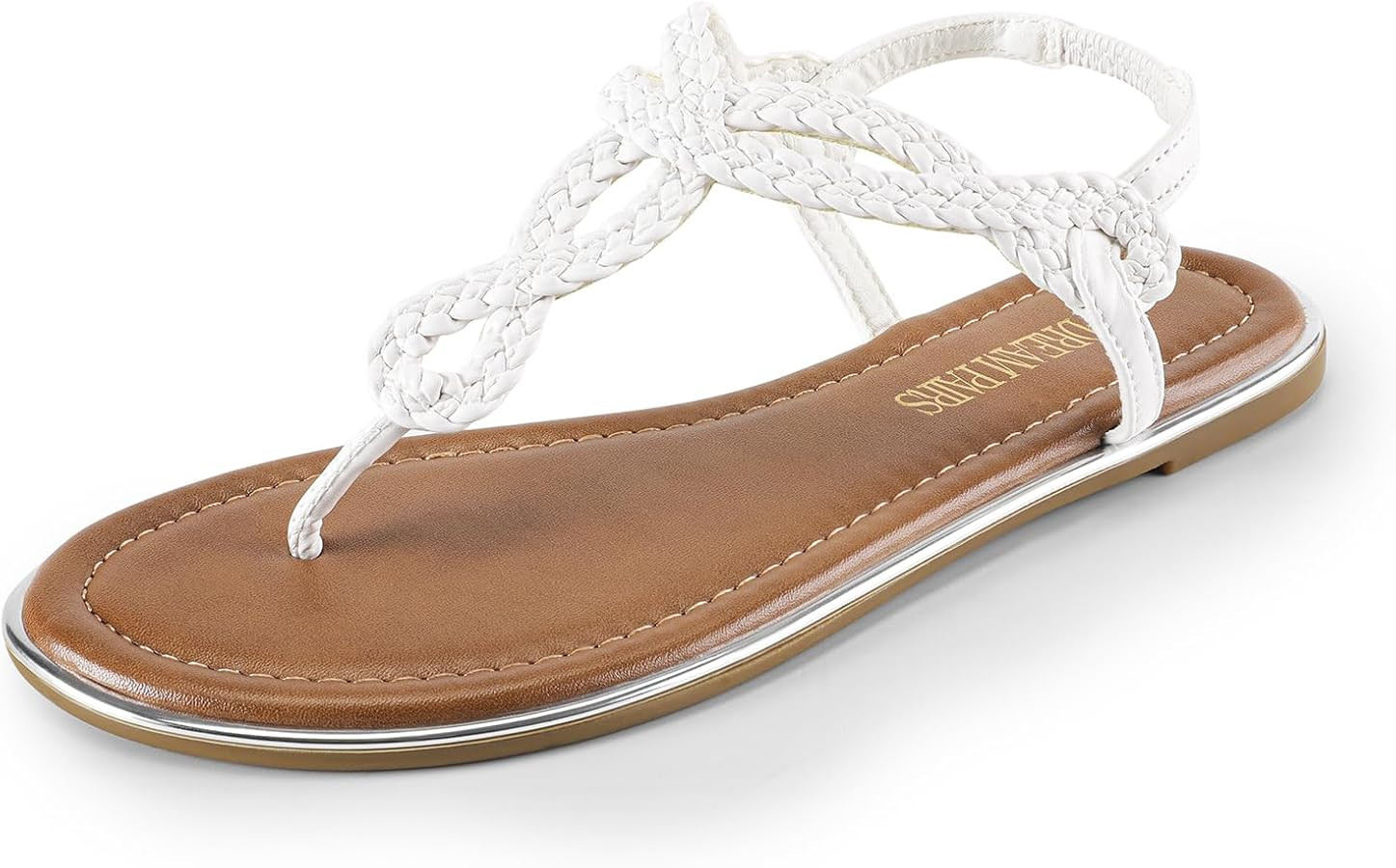 DREAM PAIRS Women's Flat Sandals Dressy Summer Stappy Comfortable Ankle Elastic T-Strap Beach Tho... | Amazon (US)