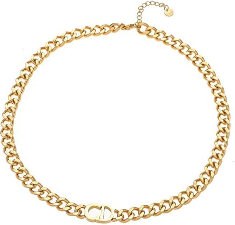 18K Gold Plated Cuban Chain Choker Letter Initial Stainless Steel Non-Fading Dainty Necklace for ... | Amazon (US)
