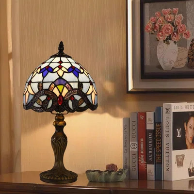 Tiffany Style Table Lamp With Stained Glass Shade And LED Bulb - Elegant Baroque Design For Bedroom, Living Room, Or Office - Handmade Art Nouveau Dec | Wayfair North America