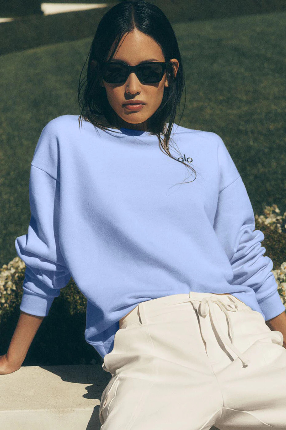 ALO | Accolade Crewneck Neck Pullover Top in Light Provence Blue, Size: 2XL | Alo Yoga (US)