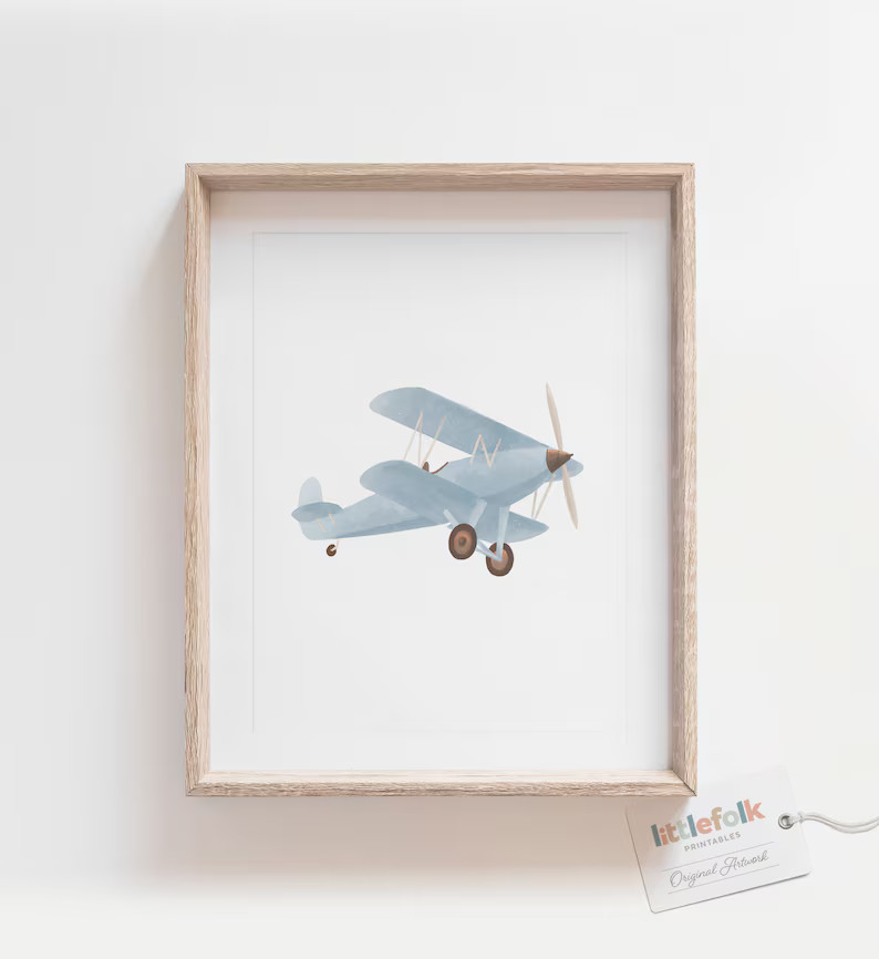 Vintage Plane Print Biplane Wall Art Printable Wall Art - Etsy | Etsy (US)