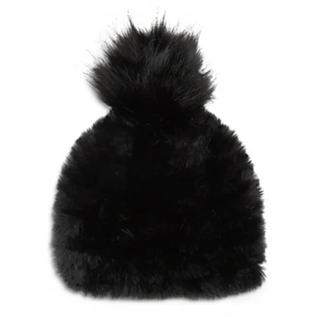 Faux-Fur Knit Beanie W/ Pompom | Walmart (US)