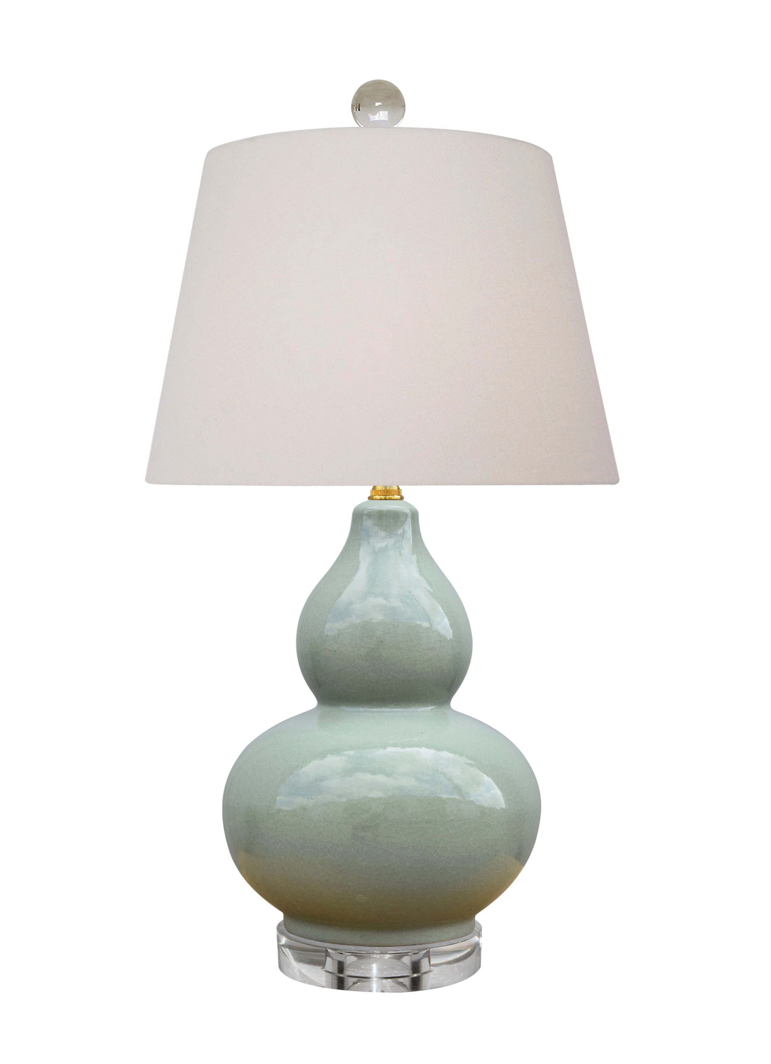 PORCELIAN LIGHT BLUE CELADON CRACKLED GOURD LAMP | Wayfair North America