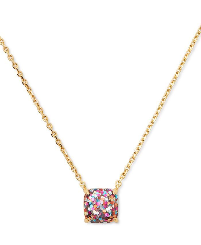 kate spade new york Gold-Tone Square Glitter Stone Mini Pendant Necklace, 17 | Macys (US)