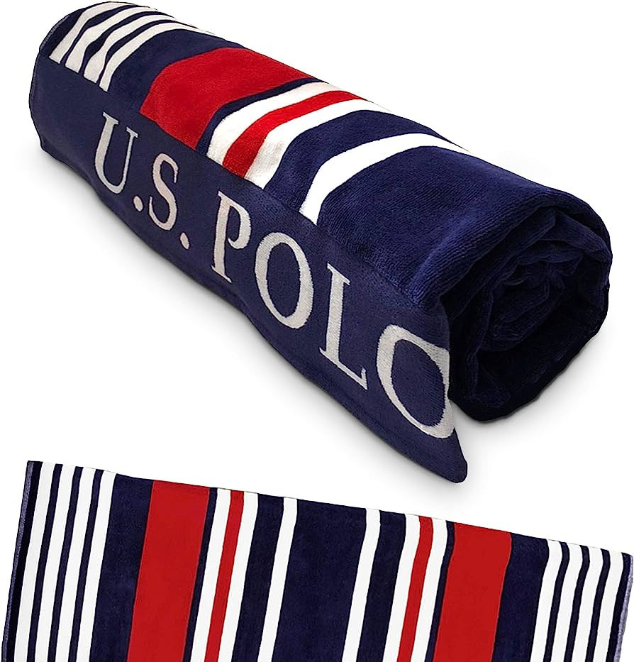 U.S. Polo Assn. Oversized (40” x 70”) Striped Nautical Design Beach Towel - Luxury Plush Cott... | Amazon (US)