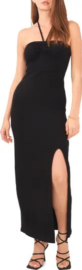 1.STATE Ruched Rib Knit Halter Maxi Dress | Nordstrom | Nordstrom