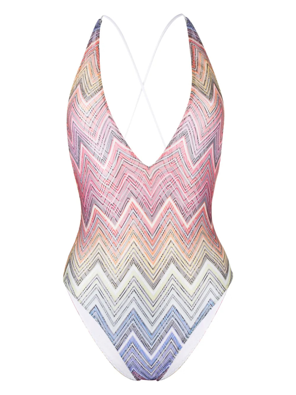 Missoni V-neck zigzag-print Swimsuit | Pink | FARFETCH UK | Farfetch Global