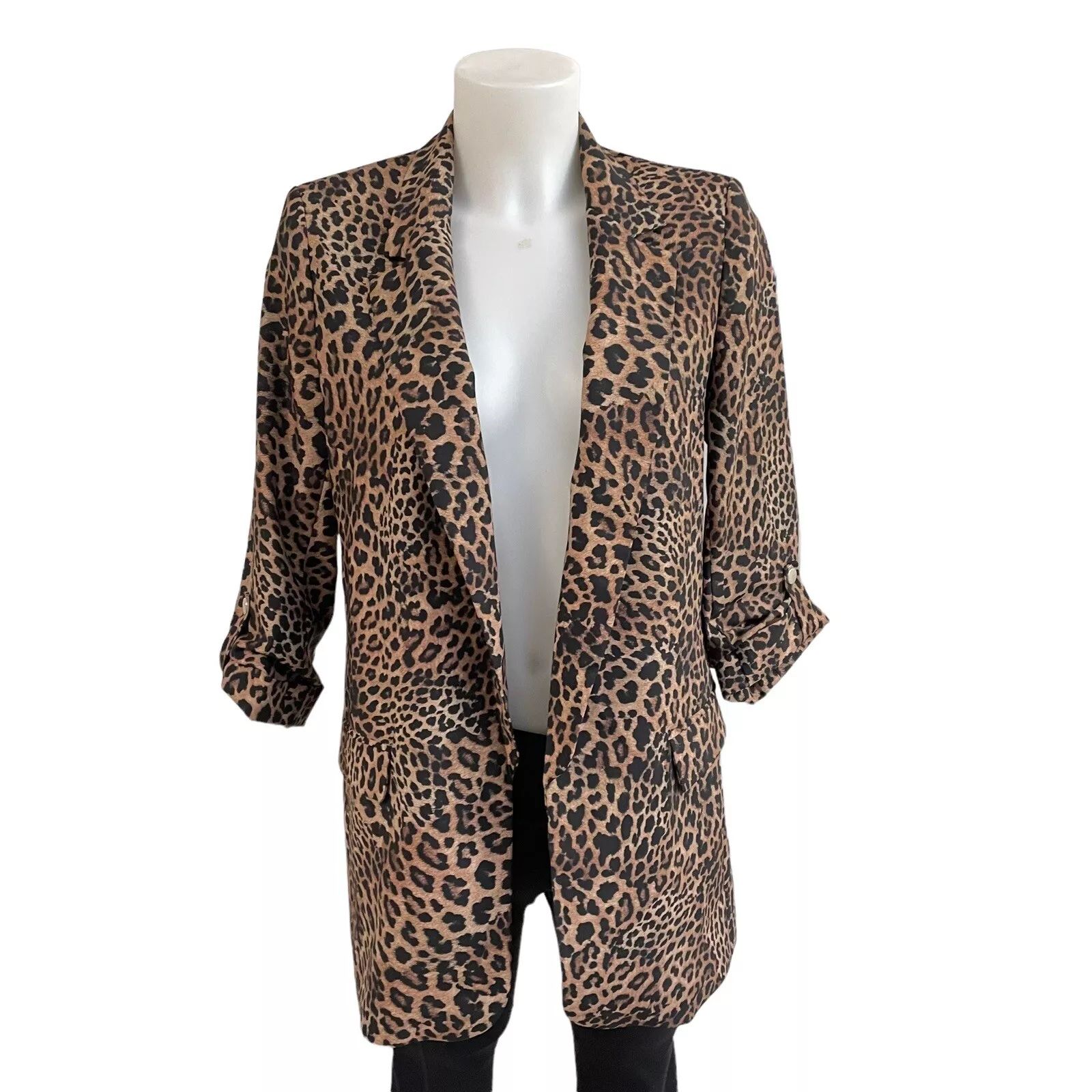 ZARA Women’s Leopard Animal Print Open front, lapel Collar blazer coat size XS | eBay CA