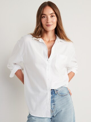 Oversized Button-Down Boyfriend Shirt for Women | Old Navy (US)