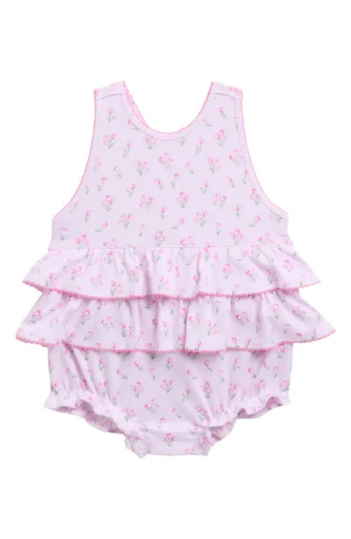 Kissy Kissy Print Pima Cotton Bubble Romper in Multi Pink at Nordstrom, Size 9M | Nordstrom