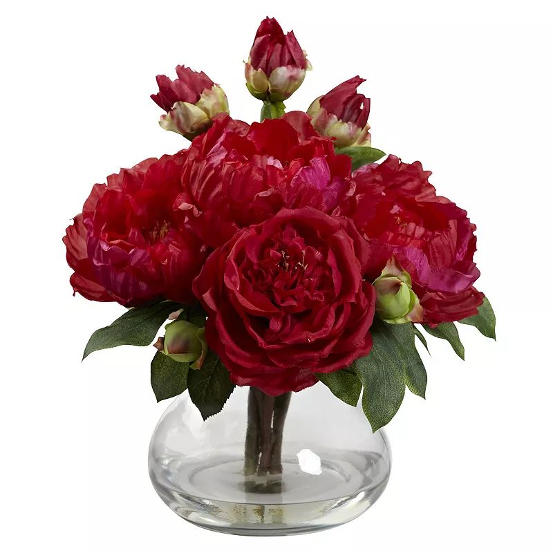 nearly natural Peony & Rose Arrangement, Red | Kohl's
