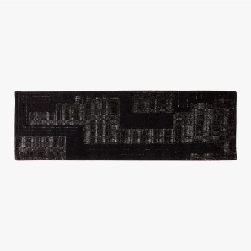 Larso Hand-Tufted Black Wool-Blend Runner Rug 2.5'x8' + Reviews | CB2 | CB2
