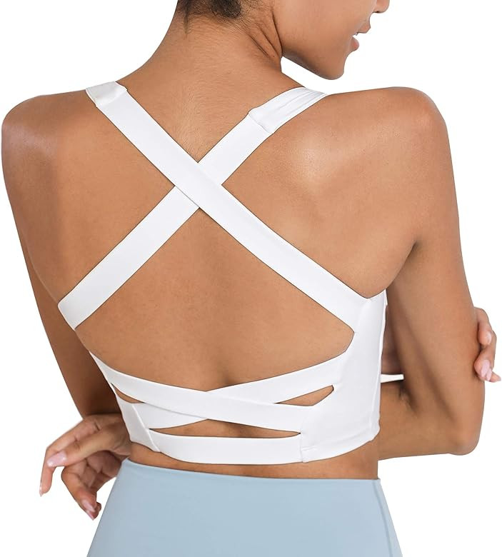 romansong Strappy Yoga Sports Bras for Women Padded Criss-Cross Back Tank Tops | Amazon (US)