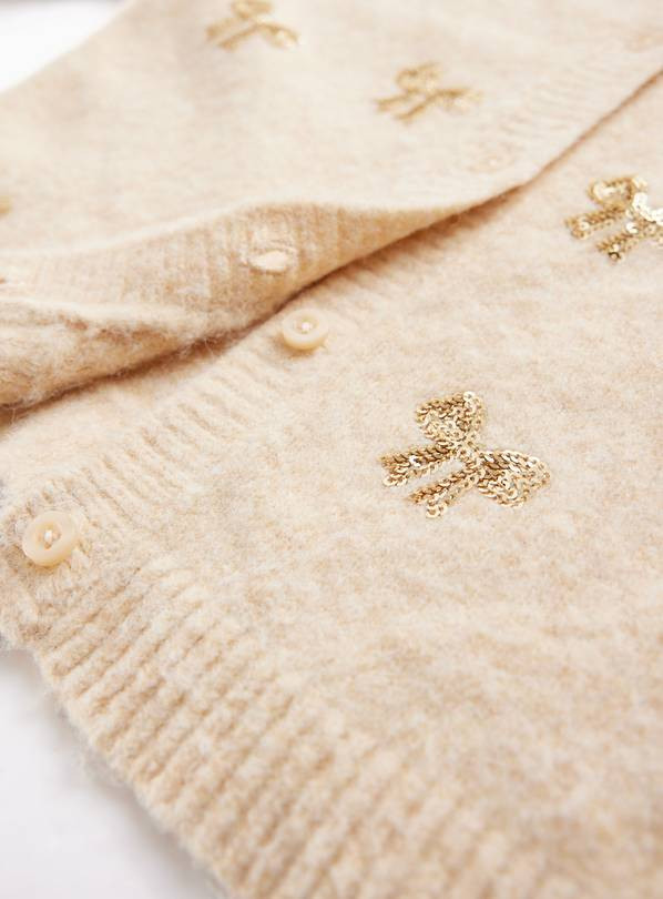 Cream Sequin Bows Embellished Cardigan 2-3 years | Tu Clothing
