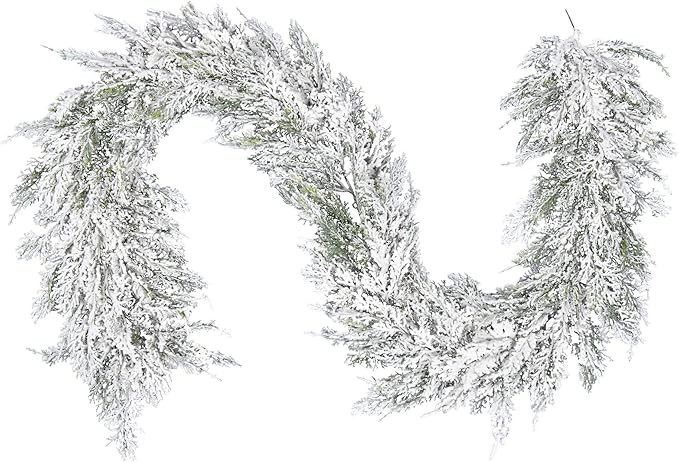 Vickerman Everyday 75" Indoor Artificial Snowy Cedar Garland - Snow Covered Cedar Garland - Decor... | Amazon (US)
