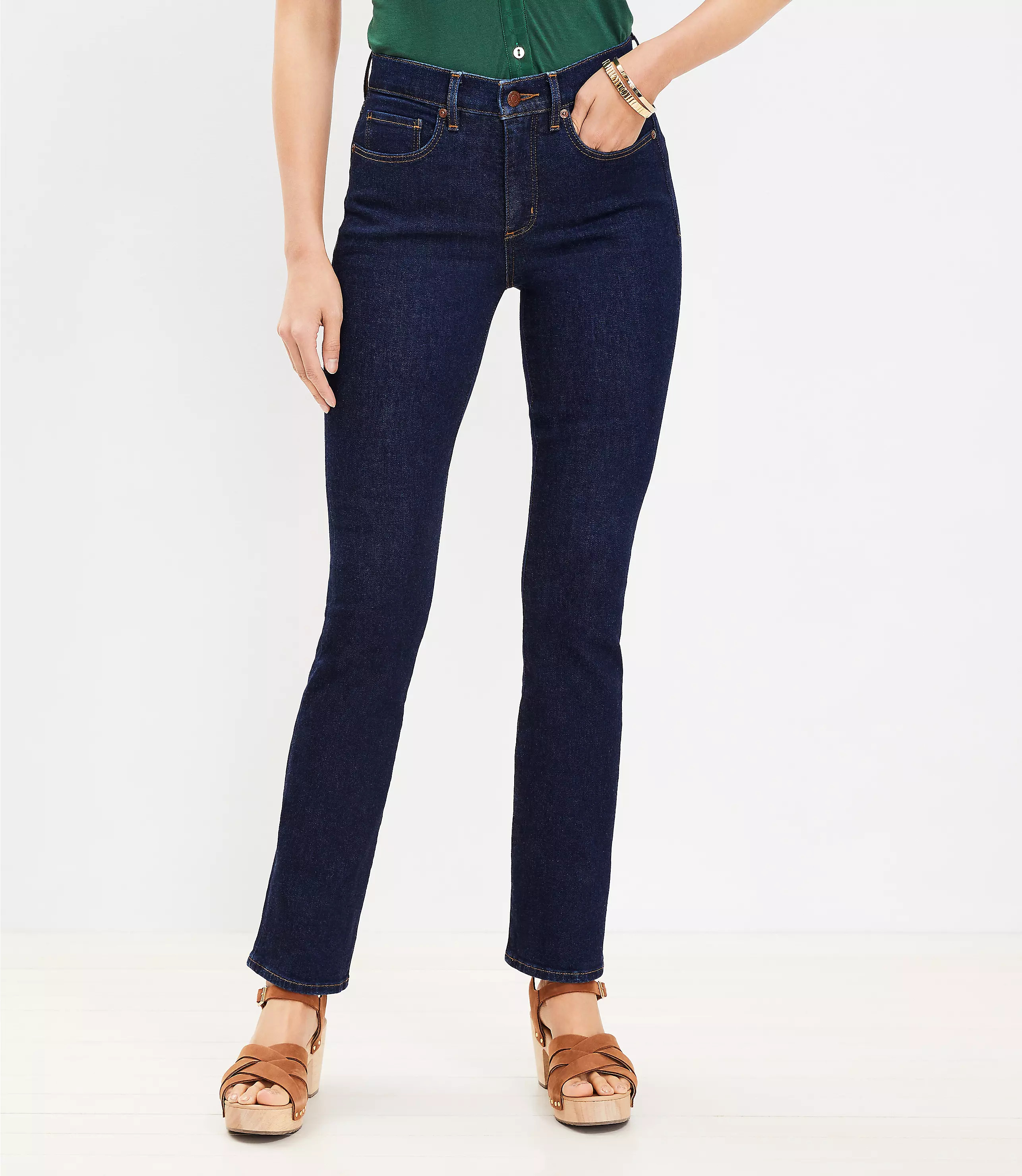 Mid Rise Boot Jeans in Dark Rinse | LOFT