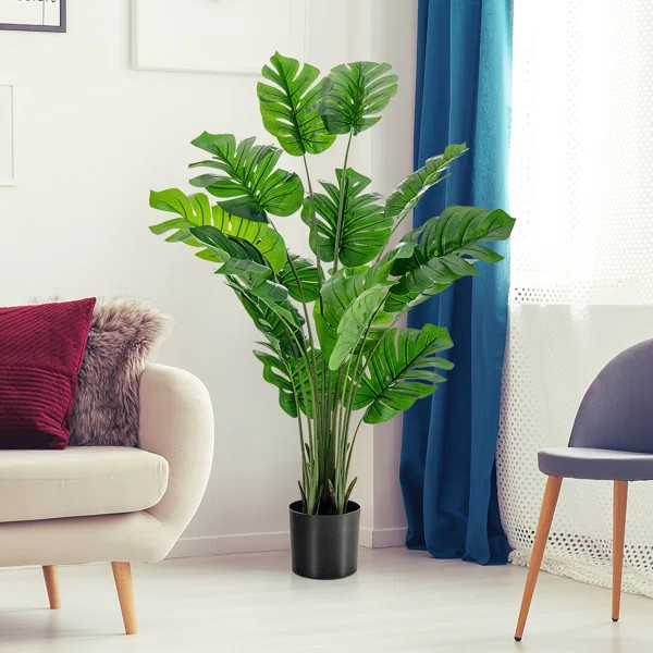 60'' Faux Monstera Deliciosa Tree in Cement Pot | Wayfair North America