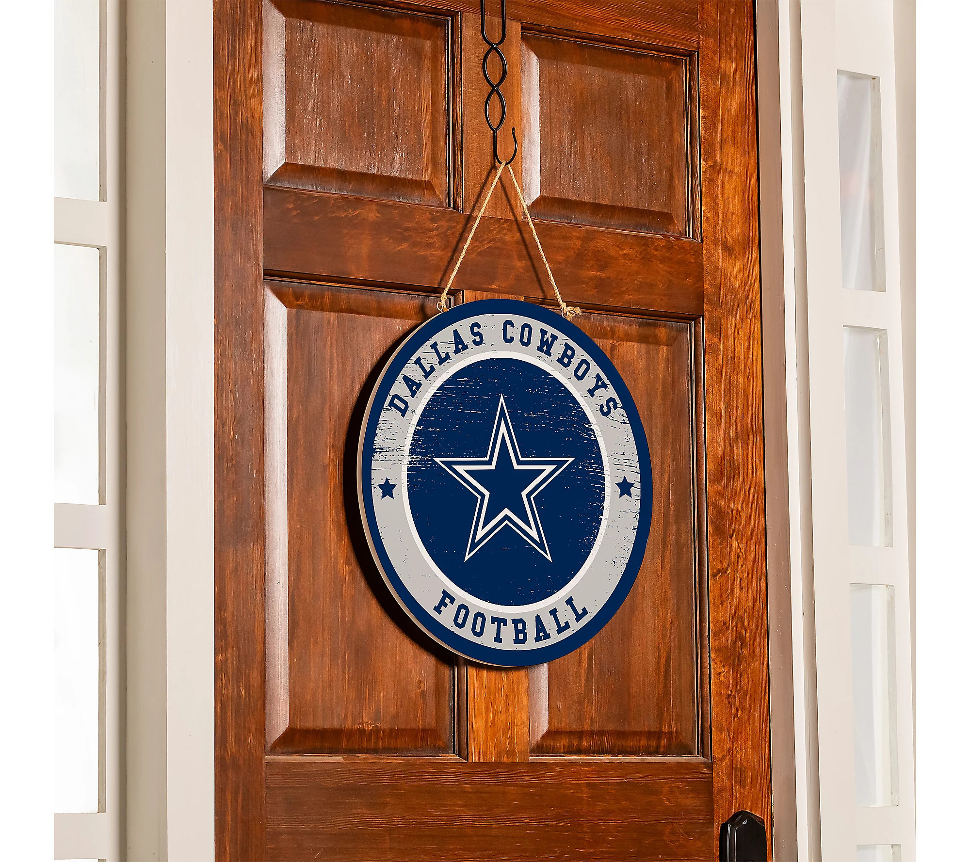 Evergreen NFL Team Wood Round Door Sign with Ha nging Rope, 18 | QVC