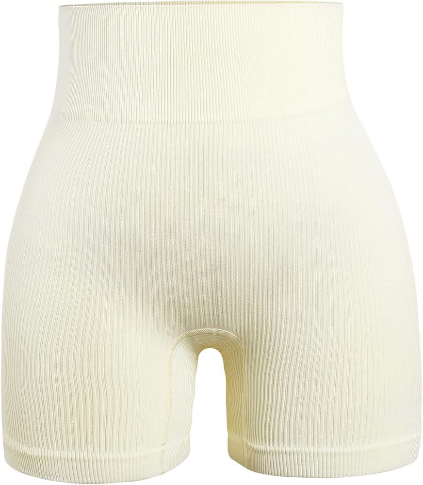 Women's Seamless Workout Yoga Biker Shorts Ribbed High Waist Athletic Leggings | Amazon (US)