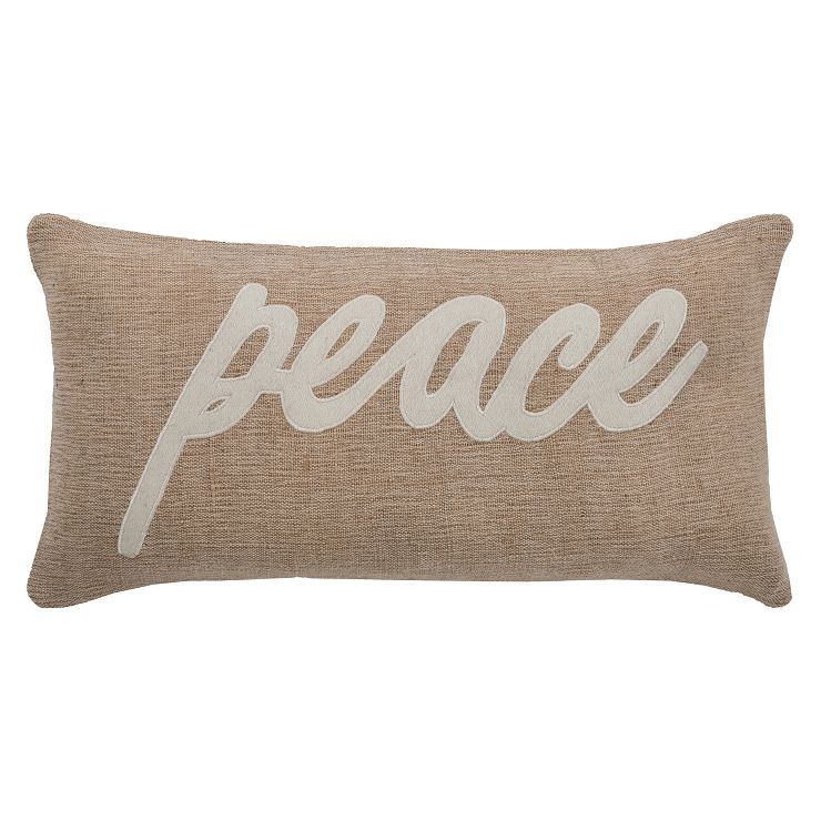 Peace World Throw Pillow Beige - Rizzy Home | Target
