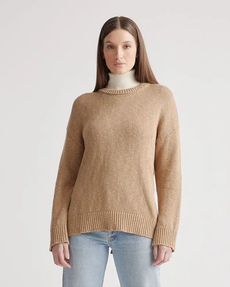 Cotton Linen Oversized Crewneck Sweater | Quince