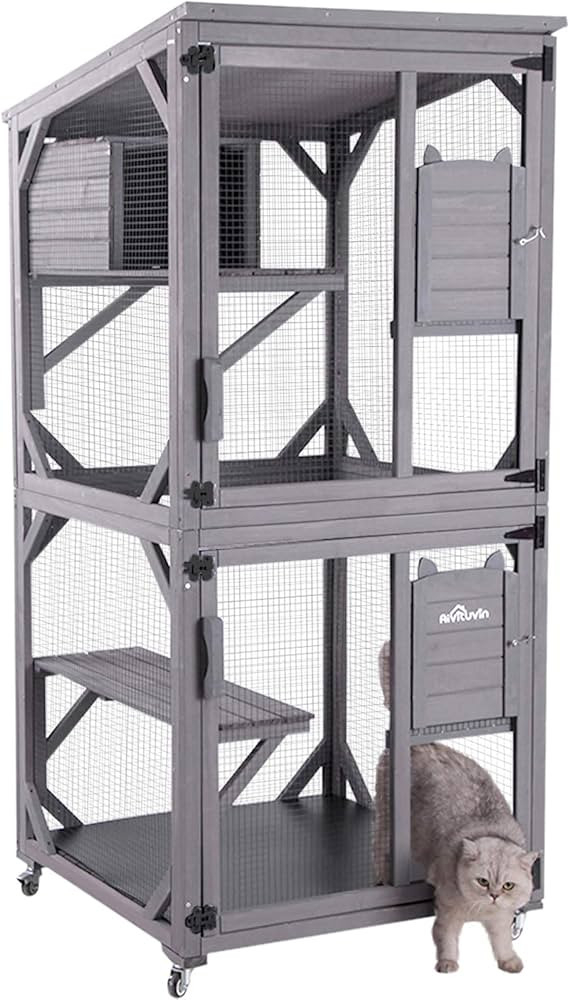 Aivituvin Cat House Outdoor Catio Cat Enclosures on Wheels70.9 Kitty House with Upgraded Resting ... | Amazon (US)