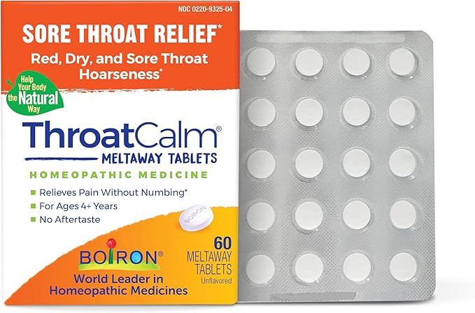 Boiron ThroatCalm Tablets for Pain Relief from Red, Dry, Scratchy, Sore Throats and Hoarseness - ... | Amazon (US)