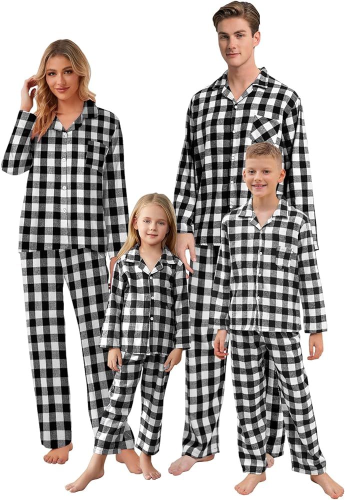 Umeyda Family Christmas Pjs Matching Sets Plaid Pajamas Long Sleeve Holiday Sleepwear Set for Adults | Amazon (US)