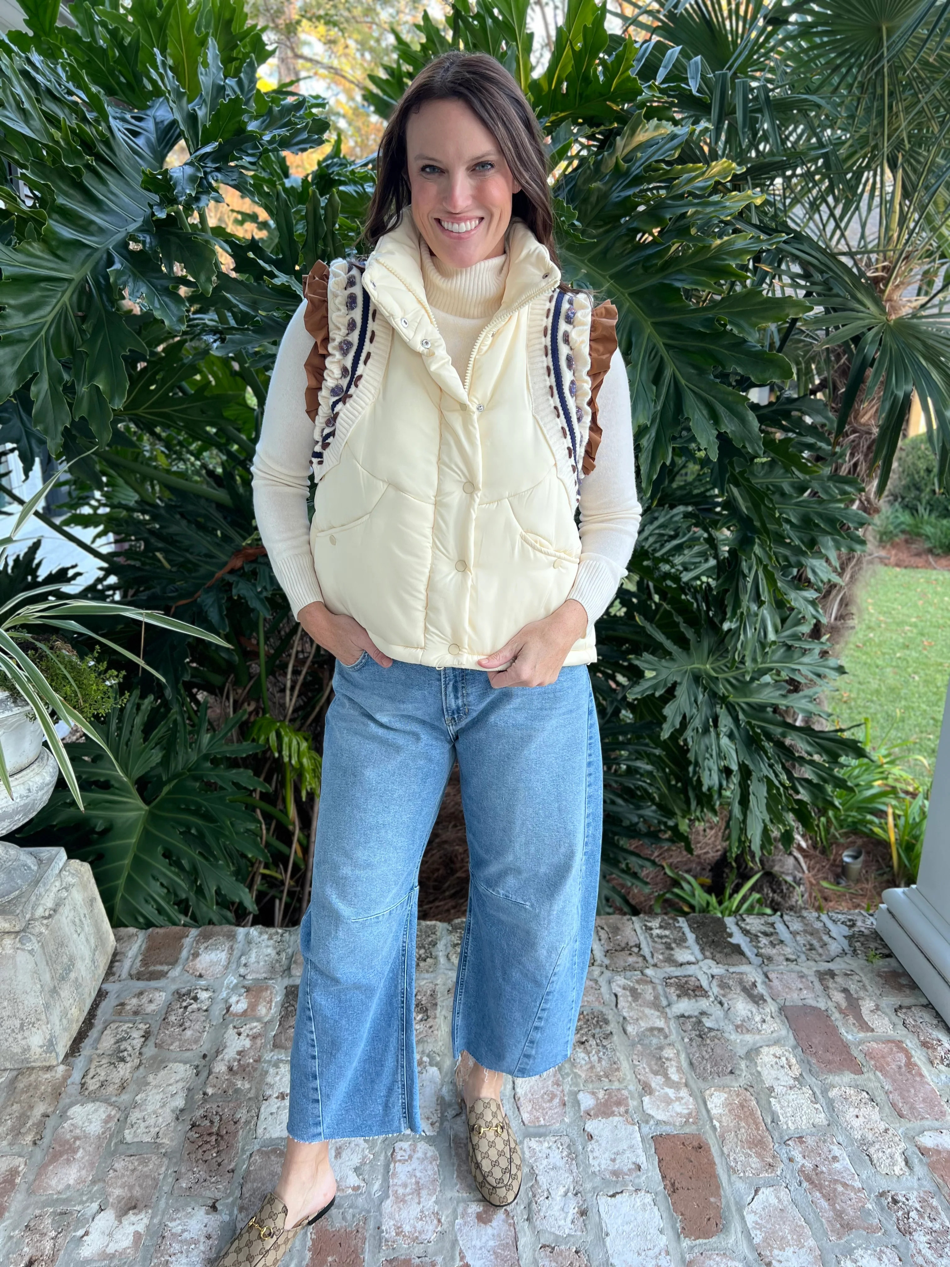 Winter Dreams Ivory Puffer Vest | Caroline Hill