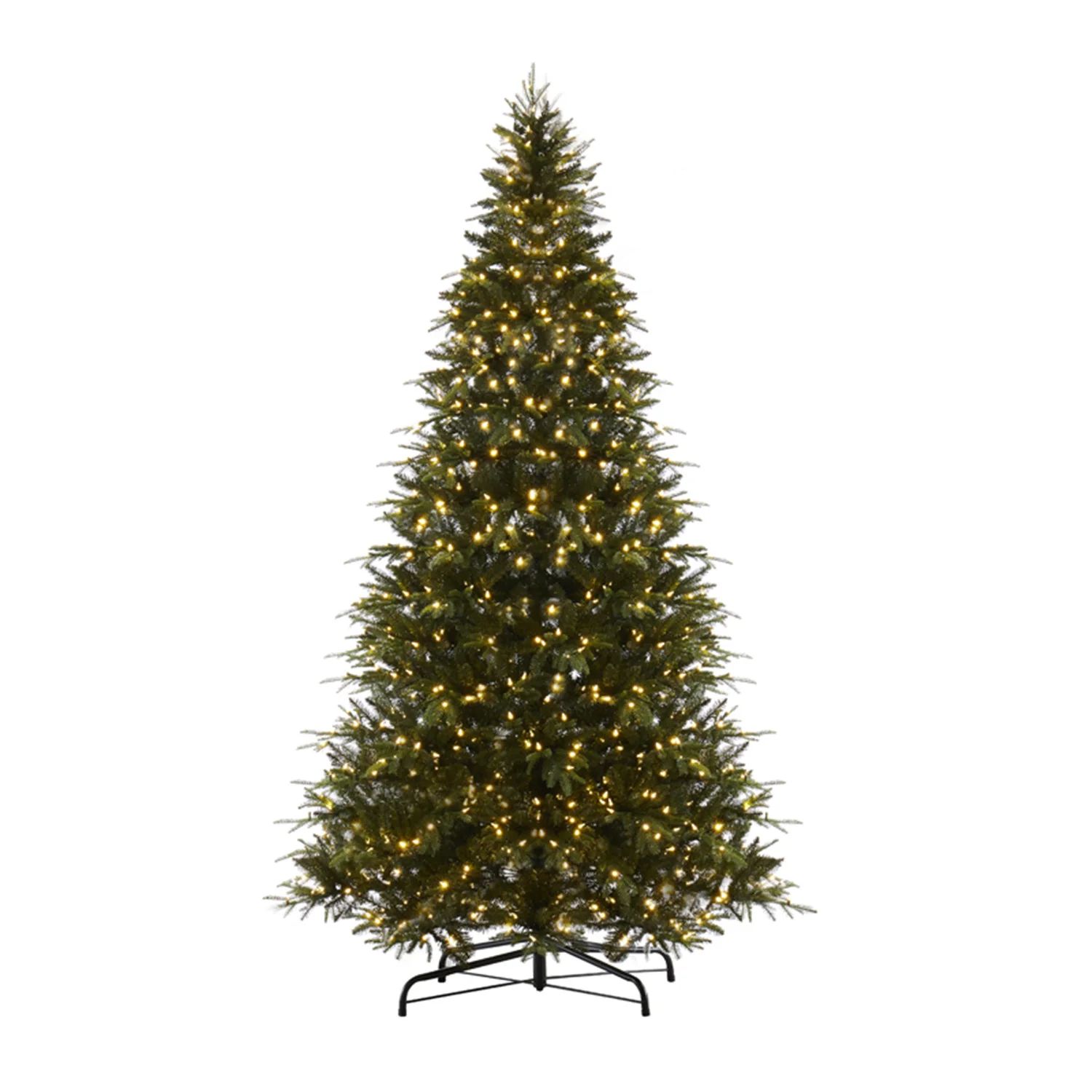 Prelit Artificial Christmas Tree with Warm Lights and Metal Stand | Wayfair North America