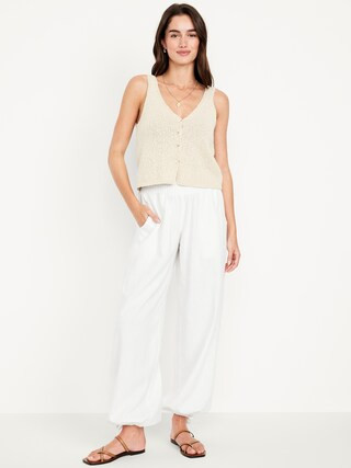 Mid-Rise Linen-Blend Harem Pants | Old Navy (CA)