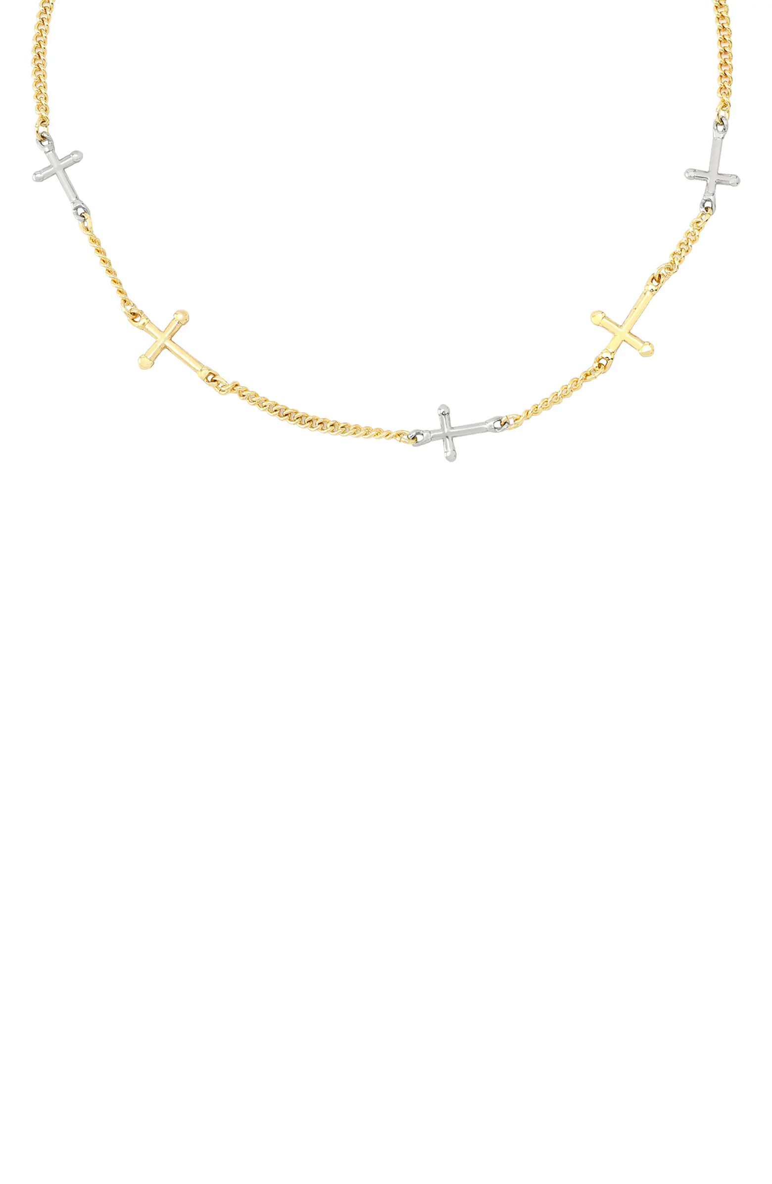 AllSaints Two-Tone Cross Station Necklace | Nordstrom | Nordstrom