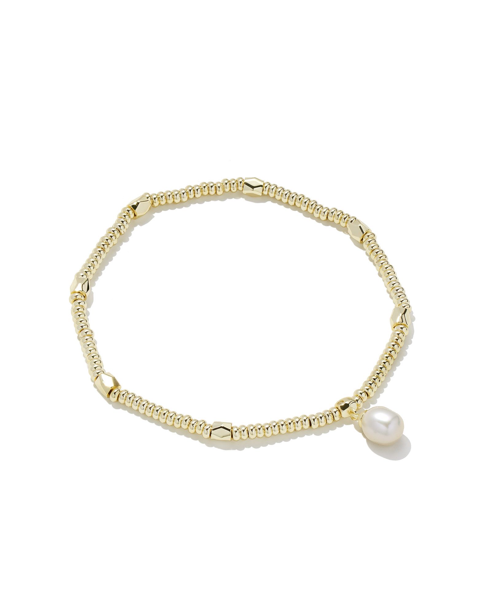 Lindsay Gold Stretch Bracelet in White Pearl | Kendra Scott