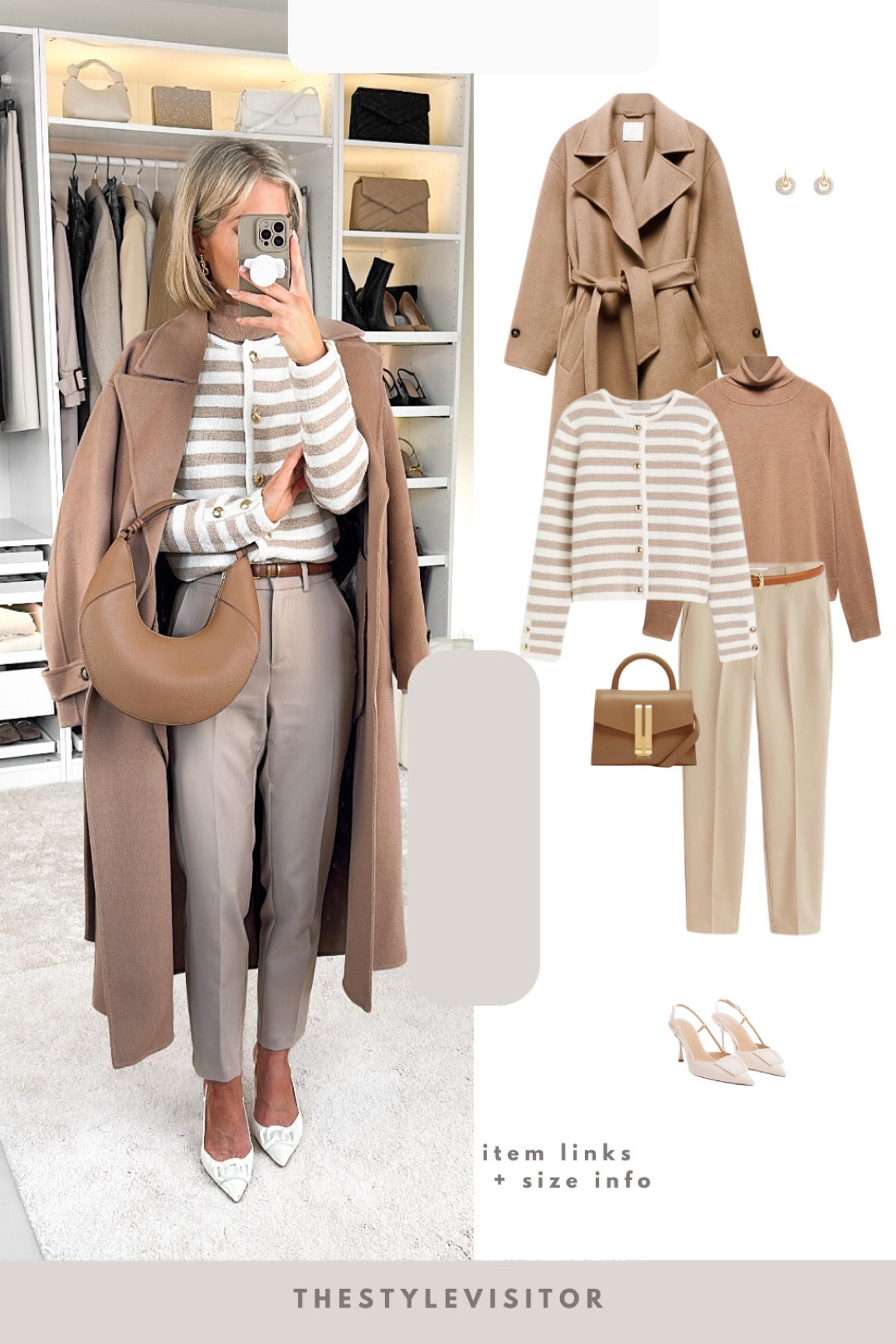 Effortlessly chic work outfit with beige tones 🤎

Read the size guide/size reviews to pick the right size. 

Leave a 🖤 to favourite this post and come back later to shop!

outfit inspiration, work outfit, office outfit, neutral outfit, H&M, beige cigarette trousers, slacks, white slingbacks, knitted cardigan, Mango, fine knit cardigan, camel shoulder bag, beige woolen coat, tweed jacket, leather belt, DeMellier, oversized turtleneck sweater. 

#LTKeurope #LTKworkwear #LTKstyletip