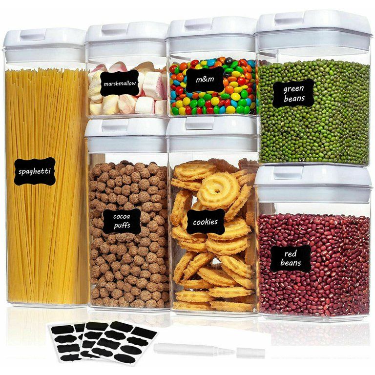 7 Pieces Airtight Food Storage Containers,  BPA Free Plastic Cereal Containers with Easy Lock Lid... | Walmart (US)