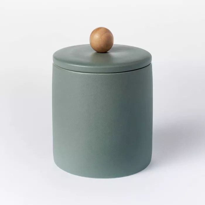Lidded Stoneware Container Set with Faux Clay Finish Green - Threshold&#8482; designed with Studi... | Target